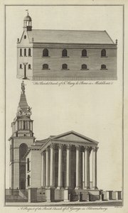 Chiesa di St Marylebone nel Middlesex e Chiesa di St George a Bloomsbury, Londra da English School