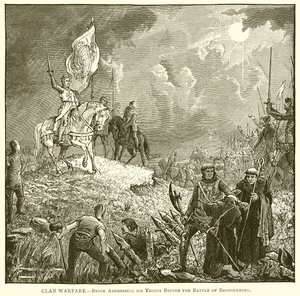 Guerra di clan. Bruce che arringa le sue truppe prima della battaglia di Bannockburn da English School