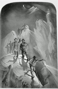 Scalata notturna, da Ten Scenes in the Last Ascent of Mont Blanc Including Five Views from the Summit di J.D.H. Browne, pubblicato nel 1853