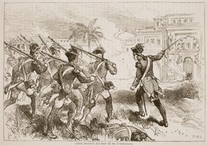 Clive guida i suoi uomini a Conjeveram, illustrazione da Cassells Illustrated History of India di James Grant, pub. 1879 da English School