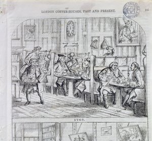 Sala del caffè nel 1763, da London Coffee-Houses Past and Present da English School