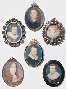 Collezione di miniature, da sinistra a destra, fila superiore: Federico V (1596-1632) Elettore Palatino, Re di Boemia