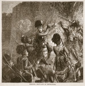 Il colonnello Maitland a Bhurtpore, illustrazione da Cassells Illustrated History of India di James Grant, pub. 1879