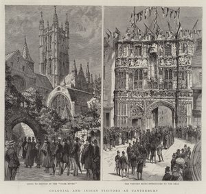 Visitatori coloniali e indiani a Canterbury (incisione) da English School