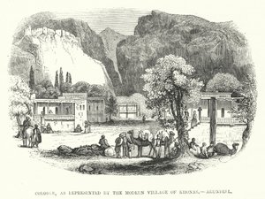 Colossi, come rappresentata dal Villaggio Moderno di Khonas, Arundell (incisione)