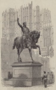 Statua Colossale di Riccardo Cuor di Leone, di Baron Marochetti, nel Vecchio Cortile del Palazzo, Westminster da English School