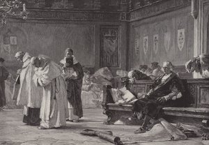 Colombo davanti al Consiglio di Salamanca (incisione)