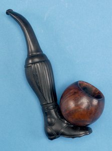 Pipa composita con gambo a forma di gamba e ciotola di legno staccabile