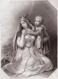 Costanza di Bretagna, vedova di Geoffroy Plantageneto (La vita e la morte di Re Giovanni) Lady Constance vedova di Geoffrey II, Duca di Bretagna (La vita e la morte di Re Giovanni) in - "Galleria delle Donne di Shakespeare, collezione di quarantacinque rit da English School