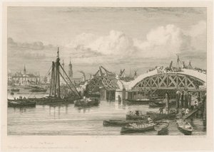 Costruzione del nuovo London Bridge, 26 luglio 1827 da English School