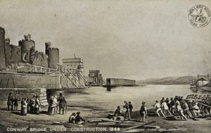 Ponte di Conway in costruzione, 1848