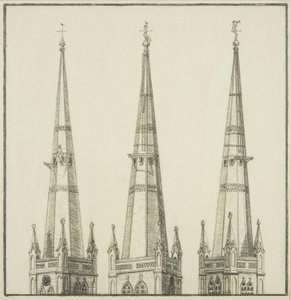 Copia del disegno del campanile di San Nicola, che mostra la rimozione del galletto segnavento da English School