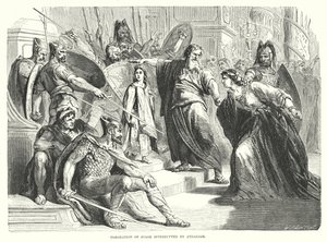 Incoronazione di Ioas interrotta da Atalia (incisione) da English School