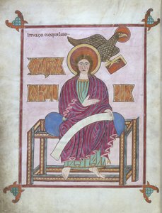 San Giovanni con il suo simbolo, dai Vangeli di Lindisfarne, 710-721 da English School