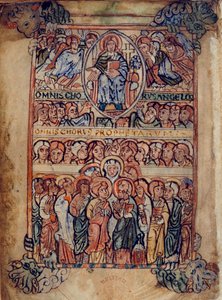 Cristo in maestà circondato dagli strumenti della Passione, e cori di angeli e profeti, illustrazione da 