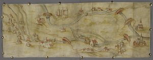 Mappa del fiume Trent e dei suoi affluenti tra Nottingham e Newark, c.1540 da English School
