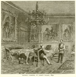 Sala del Consiglio, Palazzo di St. James, 1840 da English School