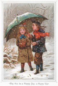 Coppia che passeggia nella neve