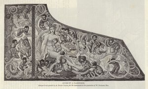 Copertura di un pianoforte disegnata e dipinta da Edward Burne-Jones da English School
