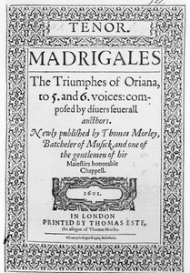 Copertina della parte del Tenore di The Triumphes of Oriana, pubblicato da Thomas Este, 1601 da English School