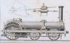 Locomotiva a vapore di Crampton da Cyclopaedia of Useful Arts & Manufactures, a cura di Charles Tomlinson, c.1880s da English School