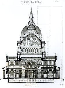 Sezione trasversale, vista verso est, della Cattedrale di San Paolo da English School