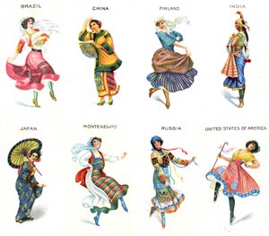 Ballerini del mondo, carte di sigarette, 1915 da English School