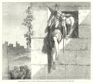Davide che fugge da una finestra, mentre i soldati di Saul lo aspettano, Salmo LIX (incisione)