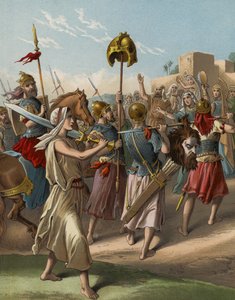 Davide che ritorna dalla strage del Filisteo (cromolitografia) da English School