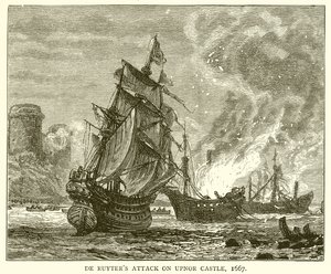 Attacco di De Ruyter al castello di Upnor, 1667 da English School