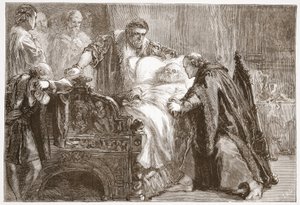Morte di Federico il Saggio, Elettore di Sassonia, illustrazione da La storia del protestantesimo di James Aitken Wylie, pub. 1878 da English School