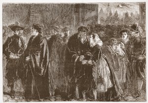 Partenza dei ministri esiliati da Kuttenberg, illustrazione da The History of Protestantism di James Aitken Wylie, pub. 1878 da English School