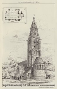 Progetto per una Nuova Chiesa, Cambridge Park, Twickenham, Schizzo della Torre e del Coro da English School