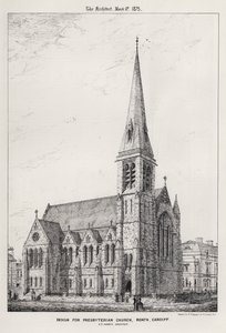 Progetto per la Chiesa Presbiteriana, Roath, Cardiff (incisione) da English School