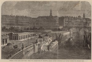 Progetto per scale di sbarco e giardini ornamentali tra i ponti di Hungerford e Waterloo da English School