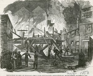 Distruzione per Incendio della Fabbrica di Pianoforti di Kirkman, Dufours Place, Broad Street, Golden Square da English School