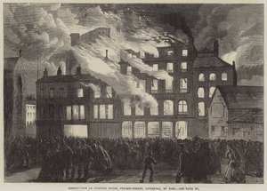 Distruzione di Compton House, Church-Street, Liverpool, per Incendio da English School