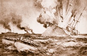 Distruzione della Dresden al largo di Fernandez il 14 marzo 1915, 1914-19 da English School