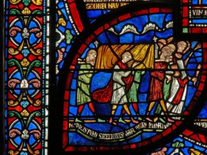 Dettaglio dalla Finestra dei Miracoli raffigurante la storia di Jordan Fitzeisulf da English School