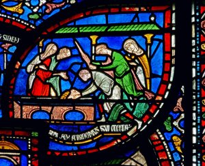 Dettaglio dalla Finestra dei Miracoli raffigurante la storia di Riccardo Sunieve da English School