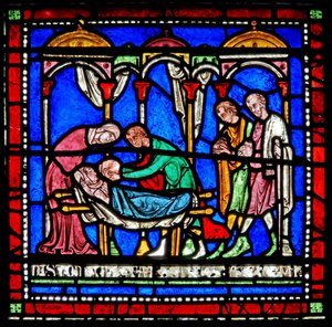 Dettaglio dalla Finestra dei Miracoli raffigurante la storia di Riccardo di Sunieve da English School