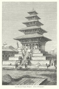 Tempio Devi Bhowani, Bhatgaon (incisione) da English School