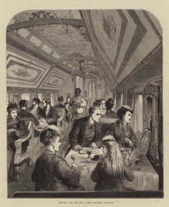 Carrozza ristorante sulla Union Pacific Railway (incisione) da English School