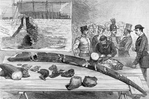 Scoperta di resti fossili a Livorno, Toscana, da The Illustrated London News, 21 gennaio 1882 da English School