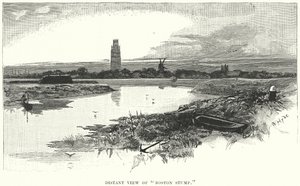 Veduta distante del "Boston Stump" (incisione)