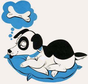 Cane che sogna un osso