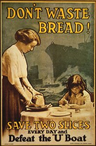 "Non sprecare il pane", poster della Prima Guerra Mondiale da English School