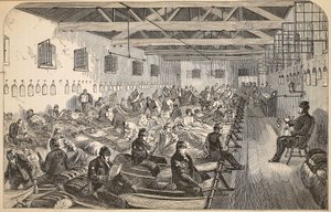 Dormitorio alla prigione di Coldbath Fields, illustrazione da The Criminal Prisons of London and Scenes from Prison Life di Henry Mayhew e John Binny, pub. 1862 da English School