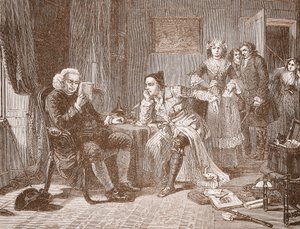 Dr Johnson che salva Goldsmith dalla sua padrona di casa da English School