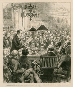 Il dottor Schiemann racconta le sue scoperte a Micene davanti alla Società degli Antiquari a Burlington House da English School
